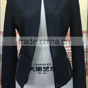 Hot Sale Fashion Women's Irregular Short Suede Jacket With Punched Hole thumbnail-5