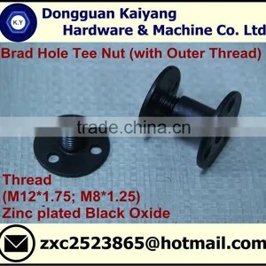 Brad Hole Tee Nut (Outer Threaded); Furniture Fastener; Black Oxide; M12*1.75 Plus M8*1.25 thumbnail-1