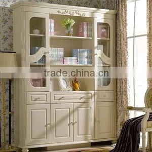 Walmart Style Bookcase With Glass Door and Drawers thumbnail-1