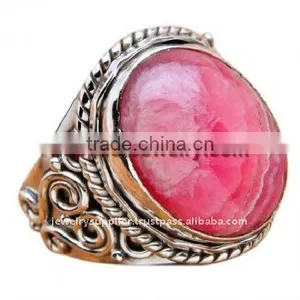 Rhodochrosite Silver Jewelry Purple Indian Gemstone Jewellery Rings thumbnail-1