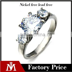 Fashion Women Stainless Steel Jewelry Stone Shiny Big Zircon Rings Silver Wedding Band thumbnail-1