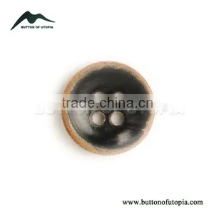 Natural Real Horn Black Buttons Round 4-Hole Buttons for Men's Suits With Burnt Effect thumbnail-1