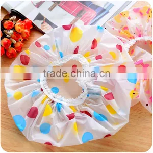Q076 Wholesale Cap Lovely Thick Waterproof Bath Plastic Shower Cap thumbnail-3