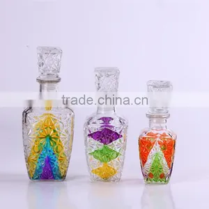 Square Diamond Embossed Glass Wine Bottle thumbnail-1