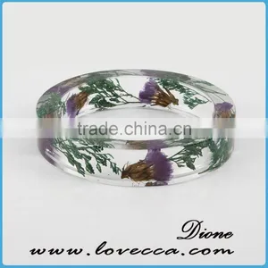 Pressed Dried Real Flowers Clear Bangle Women Resin Bracelet Flower thumbnail-2