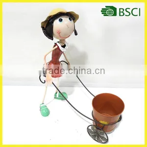 2015 Special Desing Girl Planter Cart Flower Pot for Garden Decoration thumbnail-1