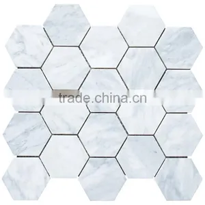 MM-CV250 Economic Modern Home Design Natural Stone White Carrara Marble Hexagon Mosaice Tiles thumbnail-1