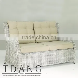 Driago Wicker Sofa- Outdoor Rattan Bench- Grey Wicker Bench thumbnail-1