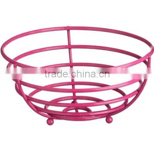 Hot Pink Powder Coating Stylish Iron Metal Fruit Basket Hanger Holders Racks for Kitchen Organizer Storage thumbnail-3