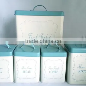 Hot Sale Square Kitchen Storage Set of 5 Bread Bin Coffee/Tea Canister thumbnail-2