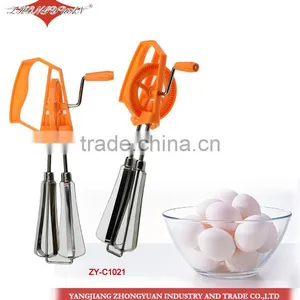 ZY-C1021 10" Classic Rotary Kitchen Whisk Tools Stainless Steel Egg Beater With pp Handle thumbnail-1