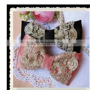 TF007 Fashion Korean Wedding Wholesale Kid Hair Bow With Lace thumbnail-1