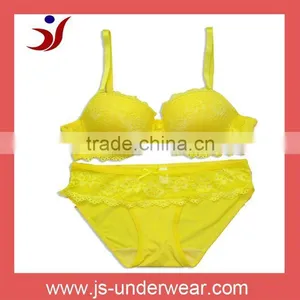 Ladies Sexy Yellow Allover Lace Oem Bra Set thumbnail-1