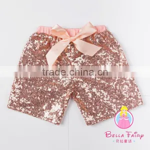 2016 New Colors Boutique Wholesale Little Baby Girls Shiny Sequin Tight Shorts Casual Clothes Short Bow Girls Leggings Pants thumbnail-1