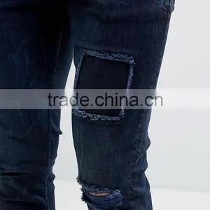 2017 New Pattern Patch Jeans for Men OEM Wholesale High Quality Logo Custom Design Men Jeans thumbnail-5