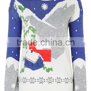 Adult Knitted Christmas Jumpers Snowflake Sweater Women thumbnail-2