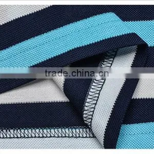 New Fashion Promotion White Collar Cheap Breathable 70% Polyester 30% Cotton Stripe Pique Polo T-shirt thumbnail-5