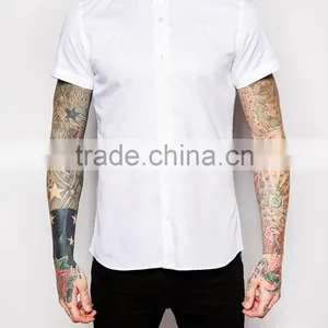 Short Sleeve Mens Cotton Satin Busines Shirt thumbnail-3