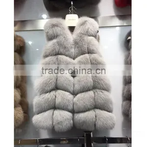Hot Sale Fox Fur Long Vest Ladies Fox Fur Vest With Hood thumbnail-4