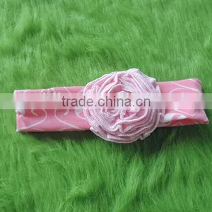 2016 Wholesale Craft Kids Girl Lace Flower Headband Baby Girl Top Knot Turban Hedband Children Pink Stripe Hairband thumbnail-5