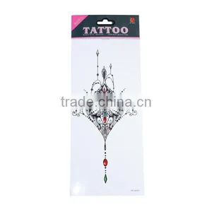 Paper Removable Waterproof Temporary Sternum Tattoo Sticker Body Art Black Flower Pattern Temporary Tattoos For Men thumbnail-1