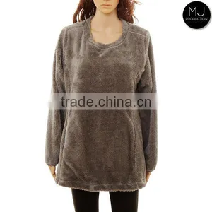 Wholesale Winter Girls Sweater Jacket Monogrammed Sherpa Fleece Quarter Zip Pullover Woman Clothing thumbnail-3