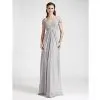 Sheath/Column Off-the-shoulder Floor-length Chiffon Cheap Prom Dresses thumbnail-1