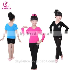 2016 OEM V-Neck Pink Boys Kids Gymnastic Dance Costumes For Girls thumbnail-1