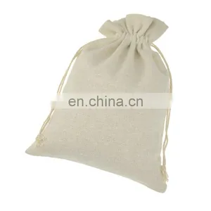 White Cotton Drawstring Pouch With Customized Logo Bag thumbnail-5