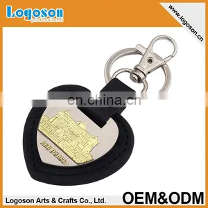 Logoson High Quality Design Your Own Keyring Leather PU Keychain thumbnail-5
