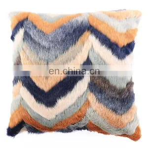 Oeko-Tex Certified Fluffy Flame Retardant Square Colorful Long Hair Faux Fur Cushion Cover Pillow Case thumbnail-1