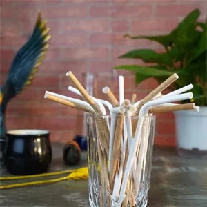 Pure White Brown Disposable Bendable Paper Straws thumbnail-2