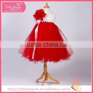 Red High Waist Princess Midi Dress With Big 3D Blossom Gauze Dress Halloween Costume Supplier's Choice thumbnail-1