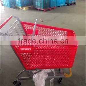 Red Plastic Unfolding Vegetables Shopping Trolley 100A thumbnail-2