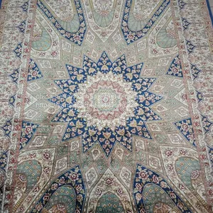 5x8ft Royal Blue Handmade Silk Persian Carpet for Sitting Room and Bedding Room thumbnail-3