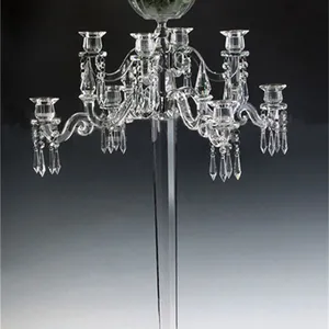New Arrival Candlestick 6 Arms Branch Candle Holder Wedding Crystal Glass Candelabra thumbnail-3