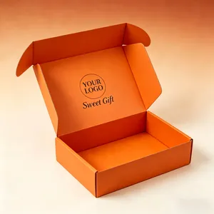 Custom Logo Orange Corrugated Mailer Box Eco Friendly Folding Shipping Box for Clothing Cosmetics Gift Packaging thumbnail-2