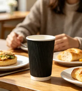 Eco-Friendly Waterproof Corrugated Paper Cup for Coffee & Tea Shops thumbnail-4