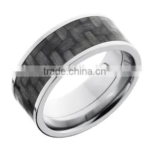 9mm Titanium Ring With 7mm Real Carbon Fiber Inlay Ring thumbnail-1