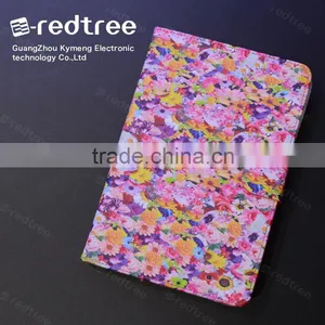 Flower Printing With Good Quality pu Leather Standing Cover Case for Tablet thumbnail-1