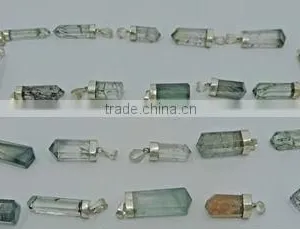 925 Silver Rutilated Quartz Crystal Point Pendants thumbnail-1