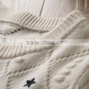 Cashmere Sweater Crew Neck Long Sleeve Pullover With Pointelle and Embroidery Details thumbnail-5