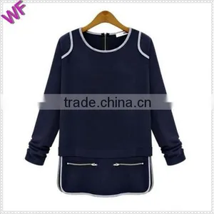 Sexy Hot! High Quality 2015 Blouses Women Long Sleeve Sexy T Shirt Dress Blue Gray Blouse Shirts Female Blouse thumbnail-5