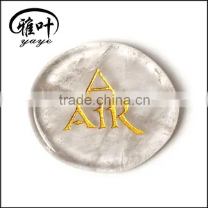 Wholesale Engraved Triangle Symbol Natural Clear Quartz Palm Stone Set thumbnail-4