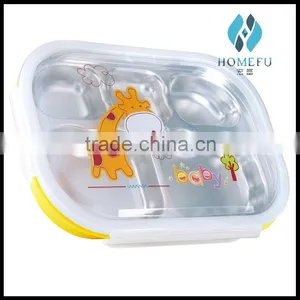 Stainless Steel Square Insulated Food Packaging Lunch Box With pp Plastic Cover for Children Quality Choice thumbnail-2