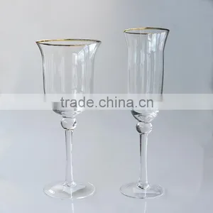 Customized Size Clear Gold Rim Wine Glass Set High Quality Dubai Luxury Glass Set Promotion thumbnail-1