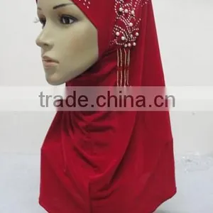 H284 New Style One Piece Hijab With Handmade Chains and Beadings thumbnail-1