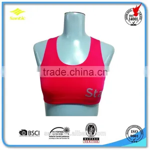 Seamless HOT RED Ladies Sports Bra thumbnail-1