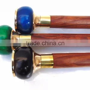 3 Different Beautiful Color of Walking Stick/wooden Brass Walking Stick/Different Color Compasses Walking Stick Wk1116 thumbnail-5