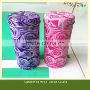 Hot Sale Round Rose Flower Embossed Tin Box for Flower Tea thumbnail-1